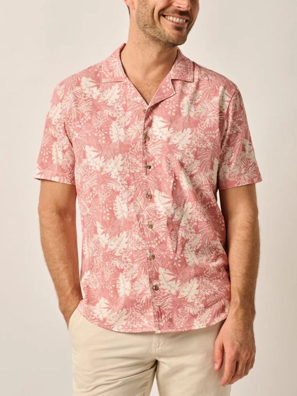 johnnie-O Hangin' Out Tropical Coral Button-Down Polo Men's XL | Golf Resort